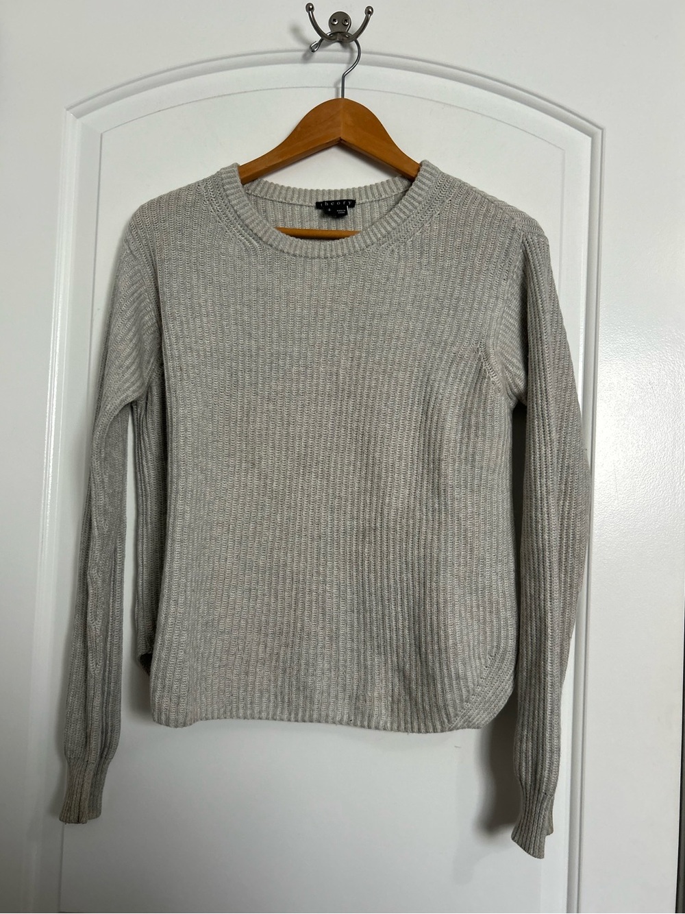 Theory Cashmere Cotton blend Knit Crewneck Sweater size S preppy chic fall 90s